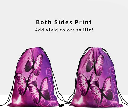 Miniatura 3 de Bolsa de agarre de gimnasia con diseño de mariposas abstractas bolsas de agarre moradas para gimnasias galaxia mariposa gimnasio bolsa de cuerda