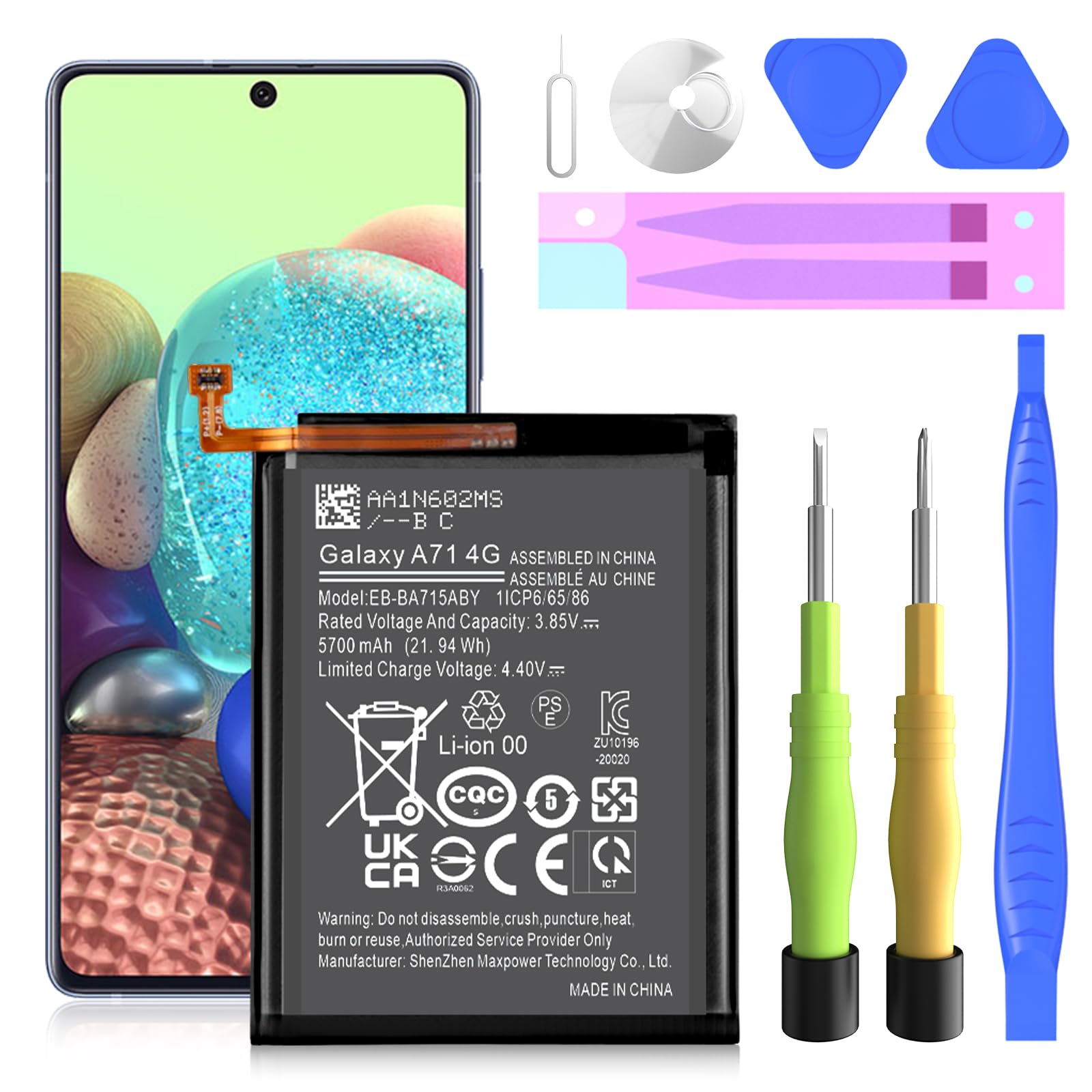 Battery Galaxy A71 4G Battery,[5700mAh] (𝟮𝟬𝟮5 𝗡𝗲𝘄 𝗨𝗽𝗴𝗿𝗮𝗱𝗲𝗱) for Samsung Galaxy A71 4G EB-BA715ABY,for Samsung SM-A715 (Not for A71 5G)