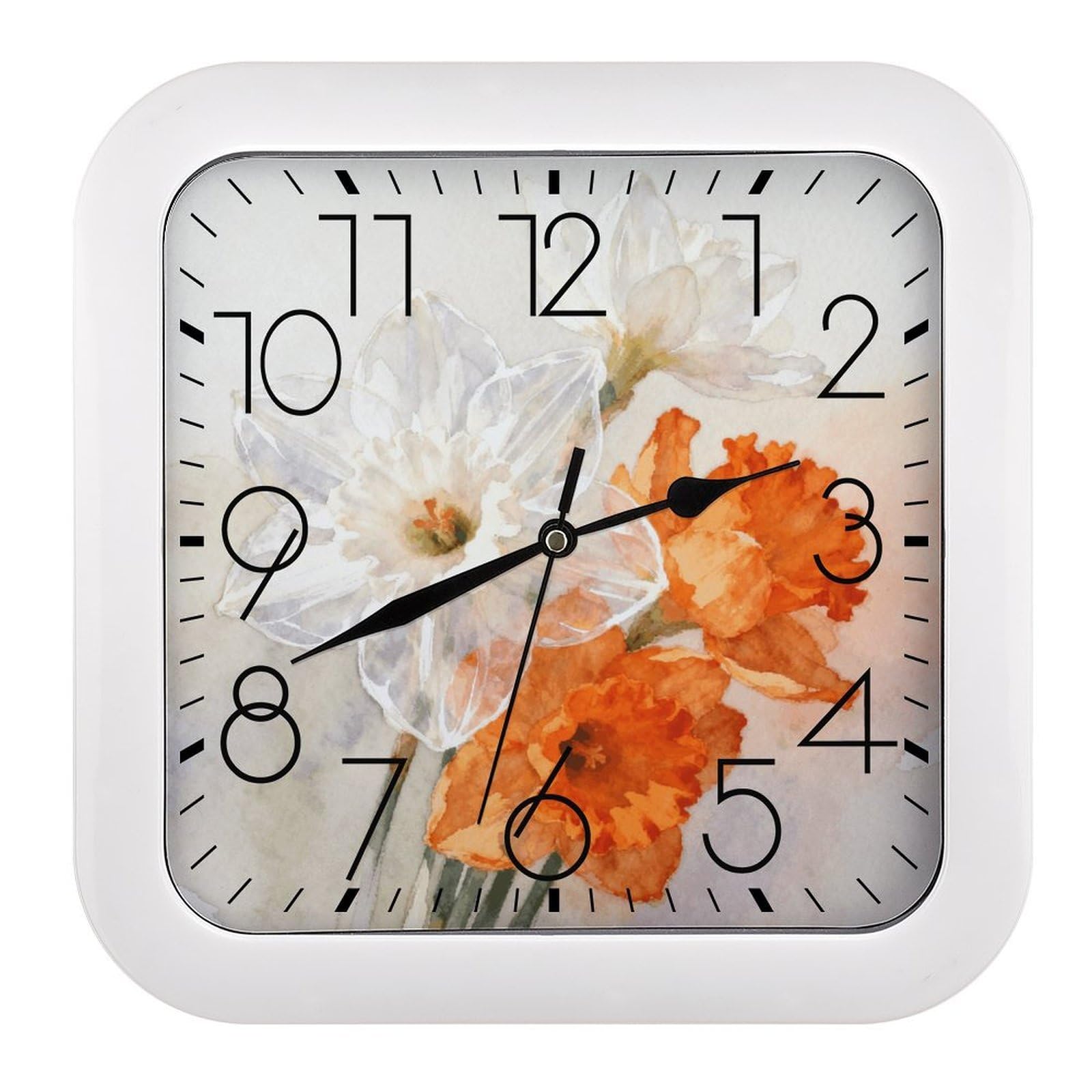 Horloge carrée rétro sans tic-tac à mécanisme silencieux fonctionne à piles