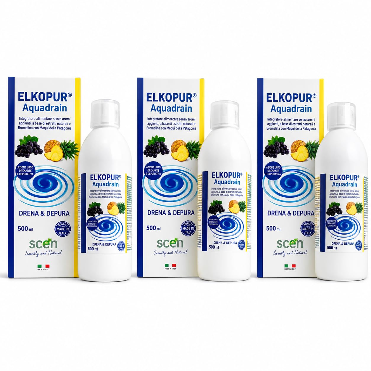 Elkopur Aquadrain Drenante Liquido, 3×500 ml