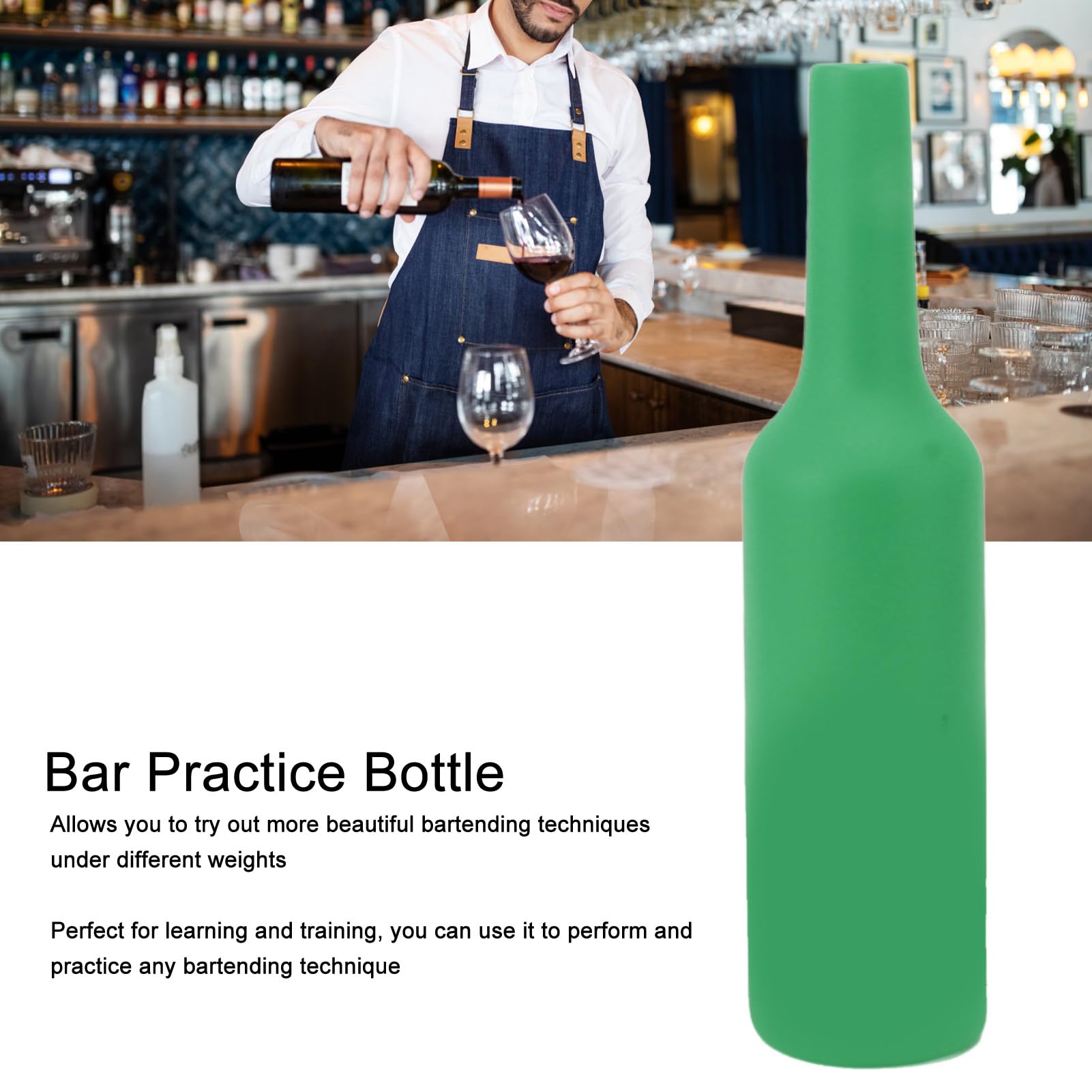 CCYLEZ Bottiglia Barman, Silicone Semplice Pulizia, Infrangibile, Resistente Alle Cadute, Pratica Bottiglia Barman per Bar (GREEN)