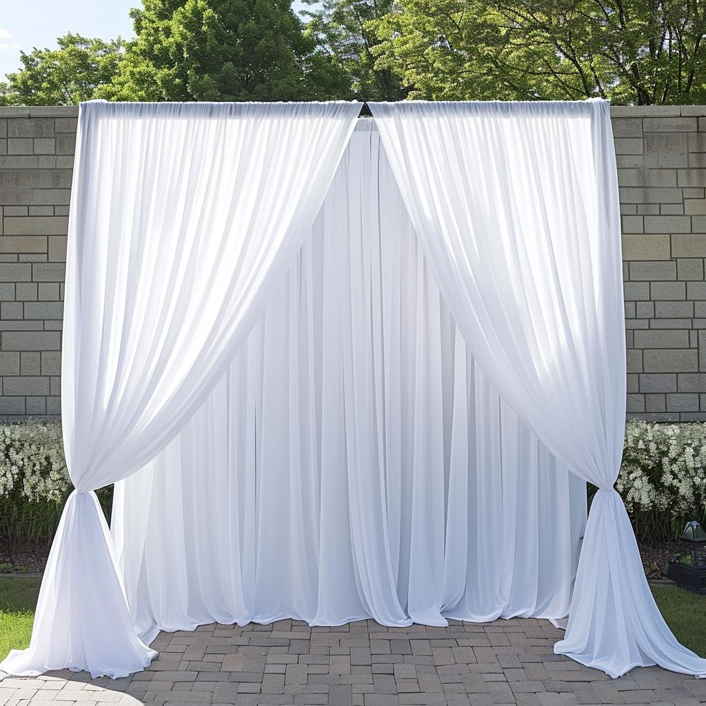 10x20ft White Backdrop Curtains – Polyester Fabric, Wrinkle-Free Photography Background for Wedding, Birthday and Party Photo Backdrop, Easy-to-Set Up for Photoshoot, Event Decoration