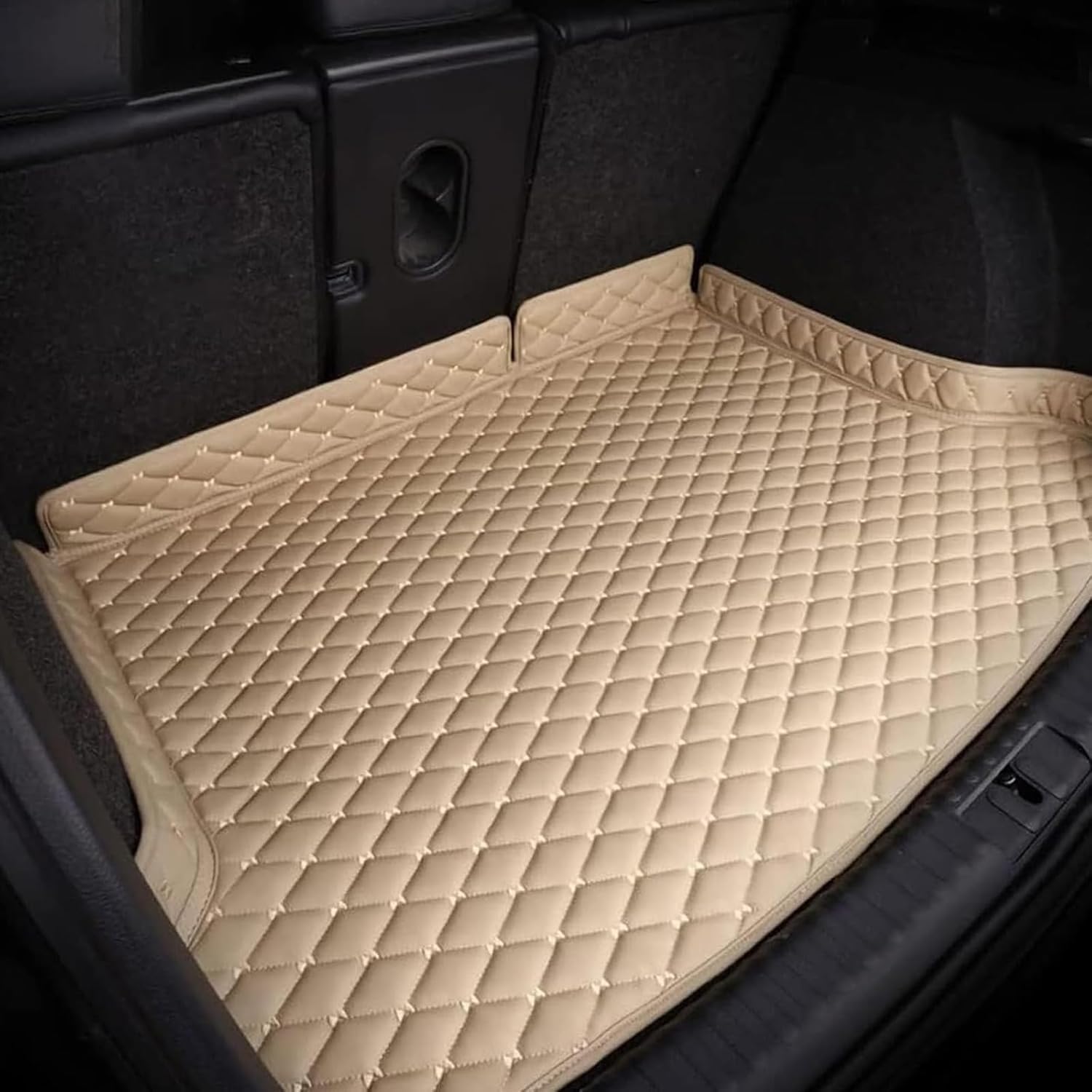 WUYYHD Car Leather Boot Liner For Peugeot 3008 GT Hybrid 2020-2025,Waterproof Anti-Scratch Cargo Storage Tray,Beige