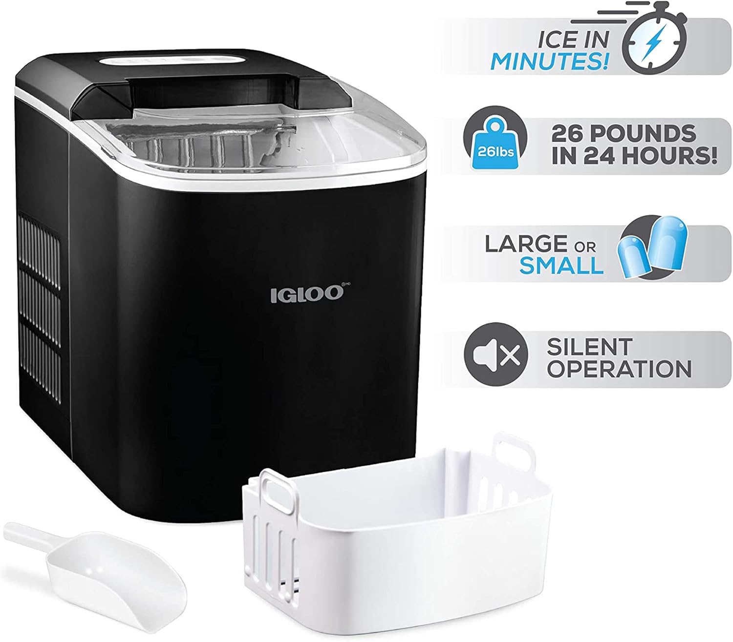 Igloo ICEB26BK Ice Maker with Ice Basket and Scoop