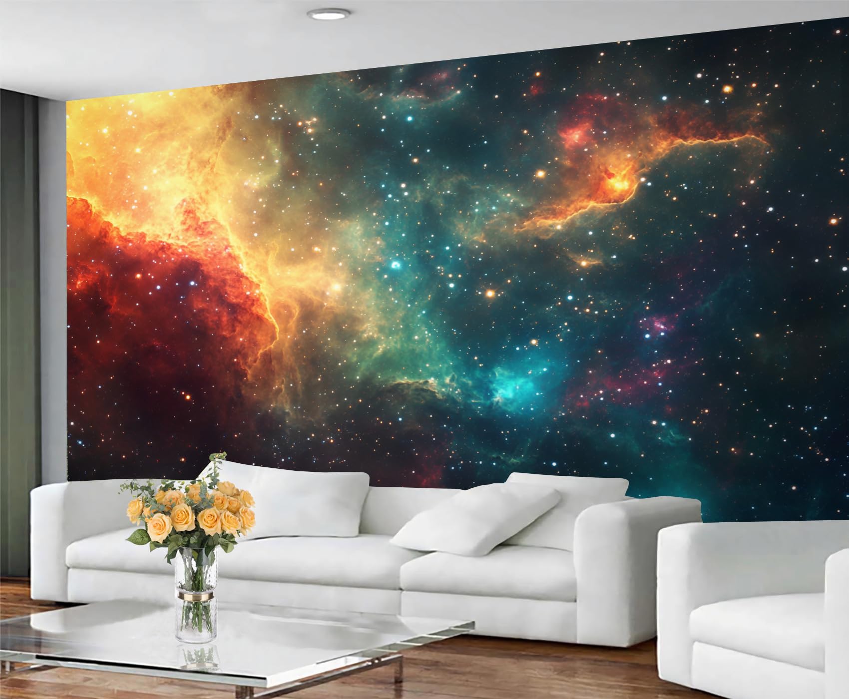 Galaxy Wallpaper, Colorful Nebula Bedroom Wallpaper, Not Self Adhesive Wall Paper for Living Room, Space Landscape Wall Mural - Large Home Decor 100x100 cm — image 1