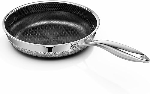 Miniatura 9 de Innerwell Sartenes antiadherentes de 8 pulgadas, sartén de acero inoxidable de tres capas de cerámica de titanio, sartén pequeña híbrida