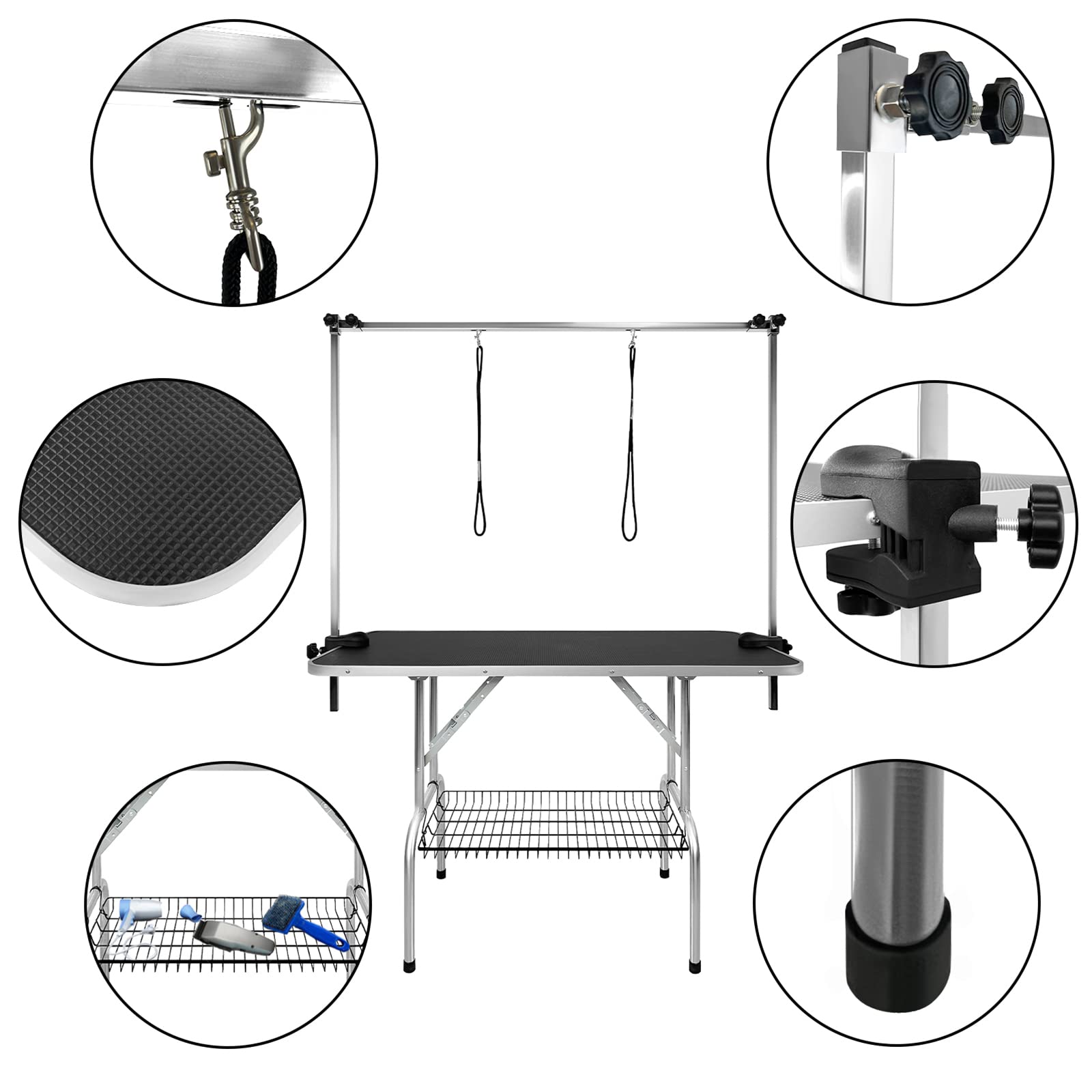 LARS360 Mesa de cuidado para perros, mesa de peluquería para perros, mesa de baño para perros, mesa de baño para perros, caniche, altura ajustable, antideslizante, soporta hasta 100 kg (grande)