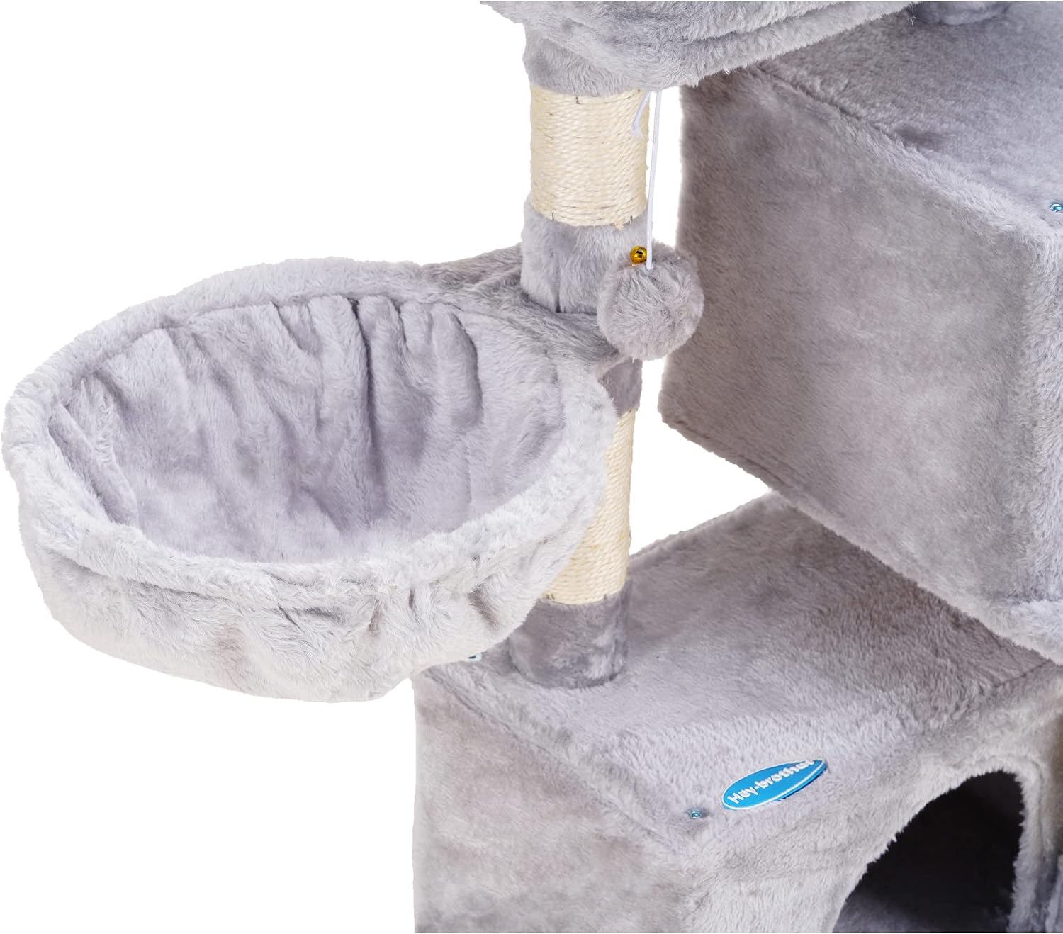 Hey-brother Cat Tree, Cat Tower with 2 Cozy Plush Condos,Sisal Posts,Basket, Light Gray MPJ005SW
