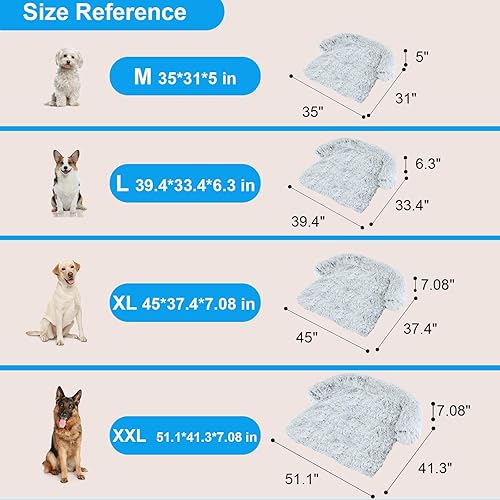 Miniatura 5 de Lujoso protector de sofá cama para perros de espuma viscoelástica, funda extraíble de felpa esponjosa para perros lavable, sofá cama calmante para