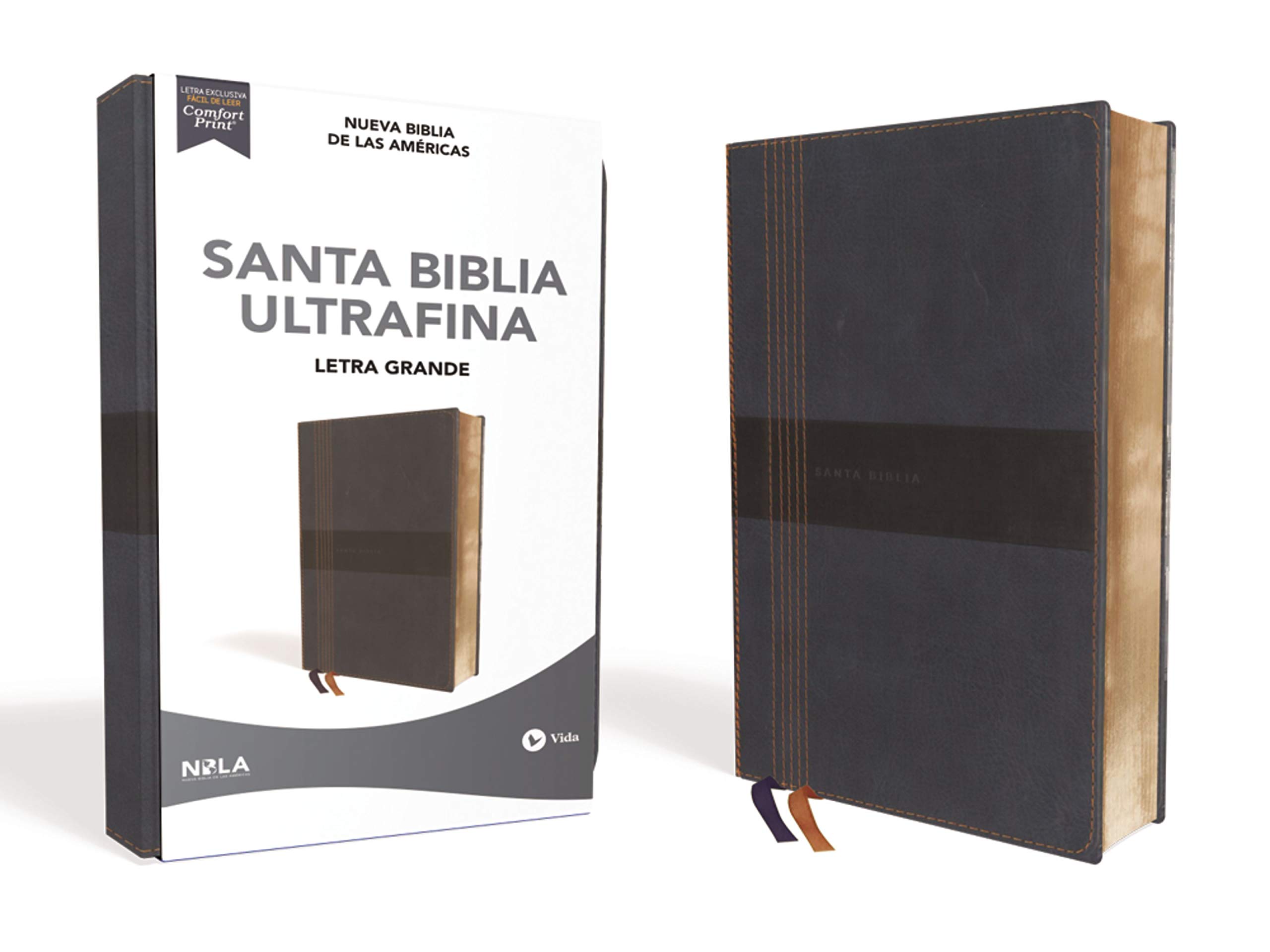 NBLA Santa Biblia Ultrafina, Letra Grande, Tamaño Manual, Leathersoft, Azul, Edición Letra Roja (Spanish Edition)