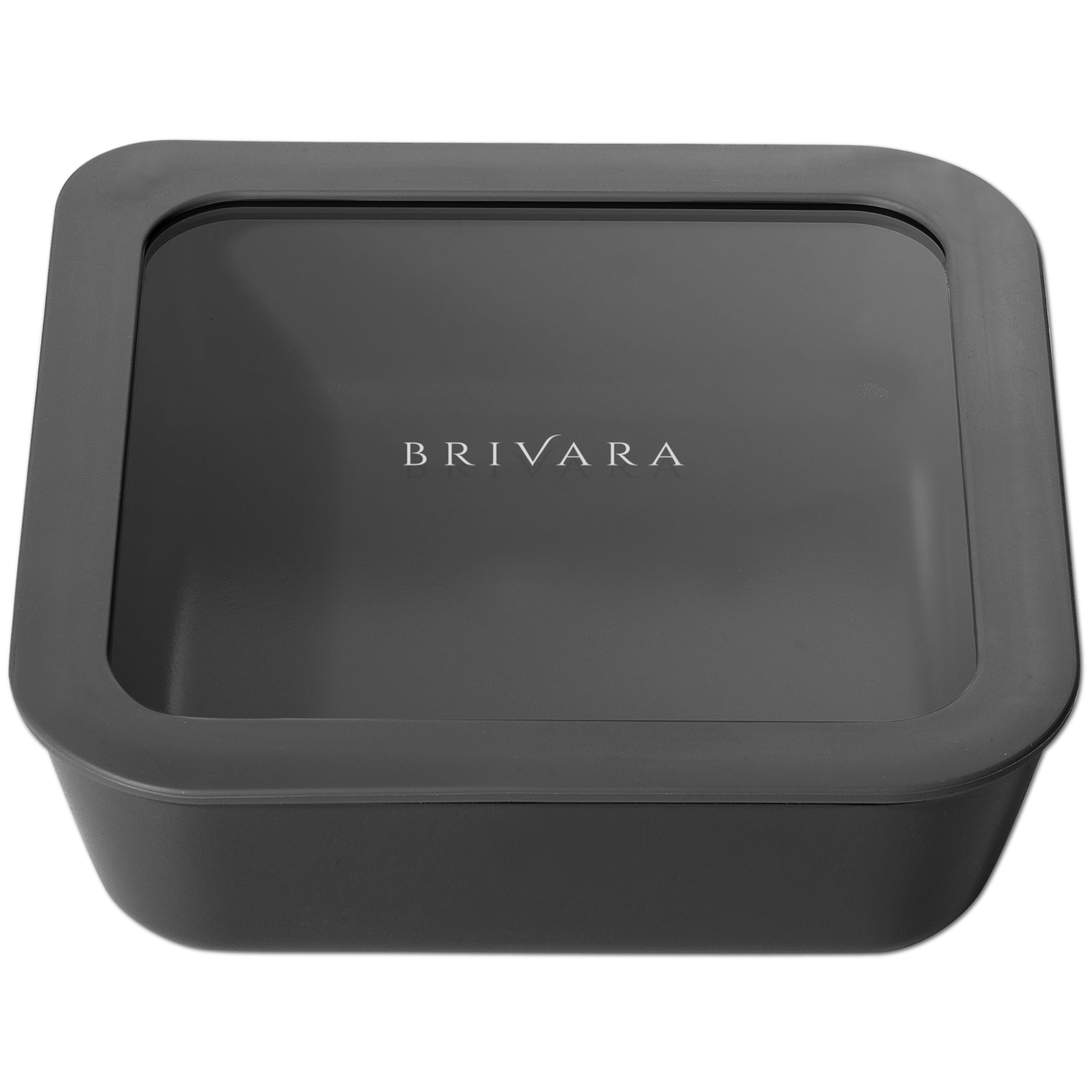 Glass Food Storage Container &amp; Lid, 5-Cup Square, Onyx