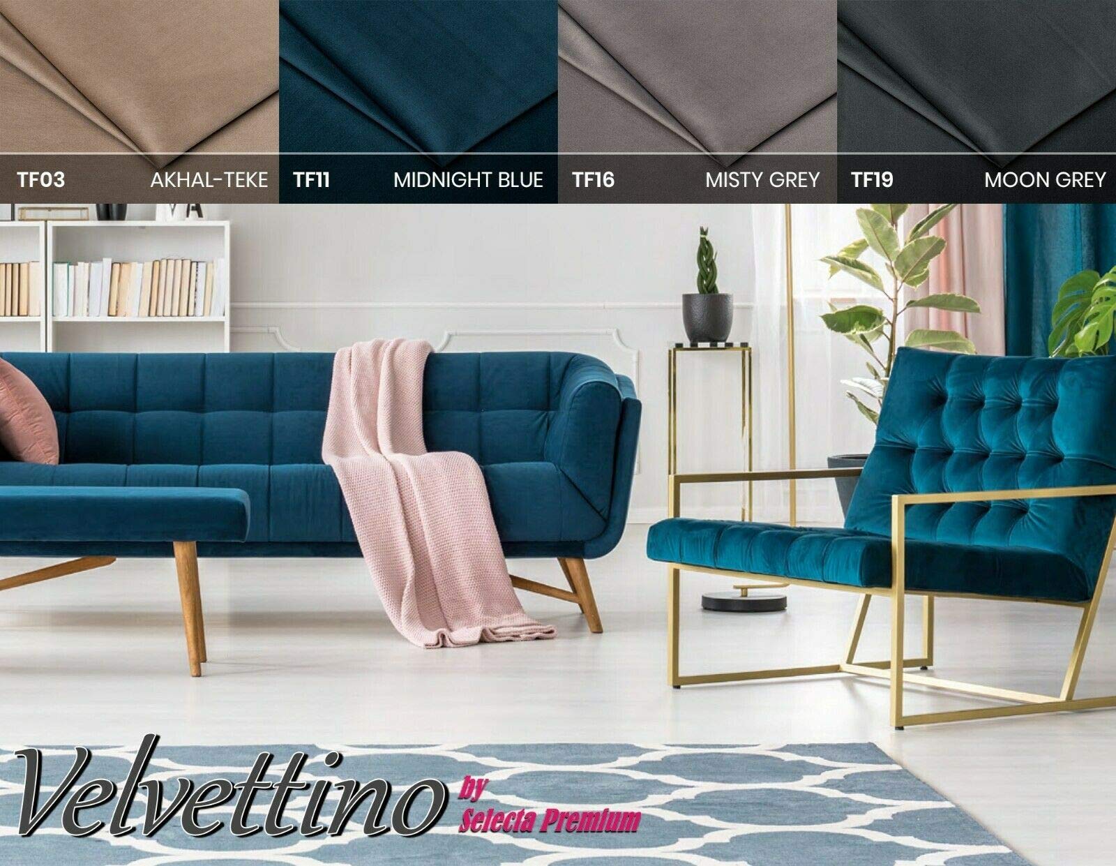 HEKO PANELS 10 Meter Velvettino Polsterstoff Möbelstoff Meterware Moon Grey | Bezugsstoff für Stühle, Eckbank, Sofa, Sessel, Velours-Stoff 142 cm breit, 350 g/m², UV-beständig
