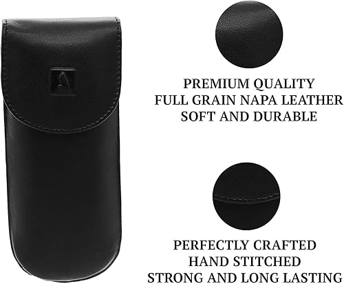 Miniatura 2 de Funda rígida para gafas de cuero genuino de grano completo para hombres y mujeres