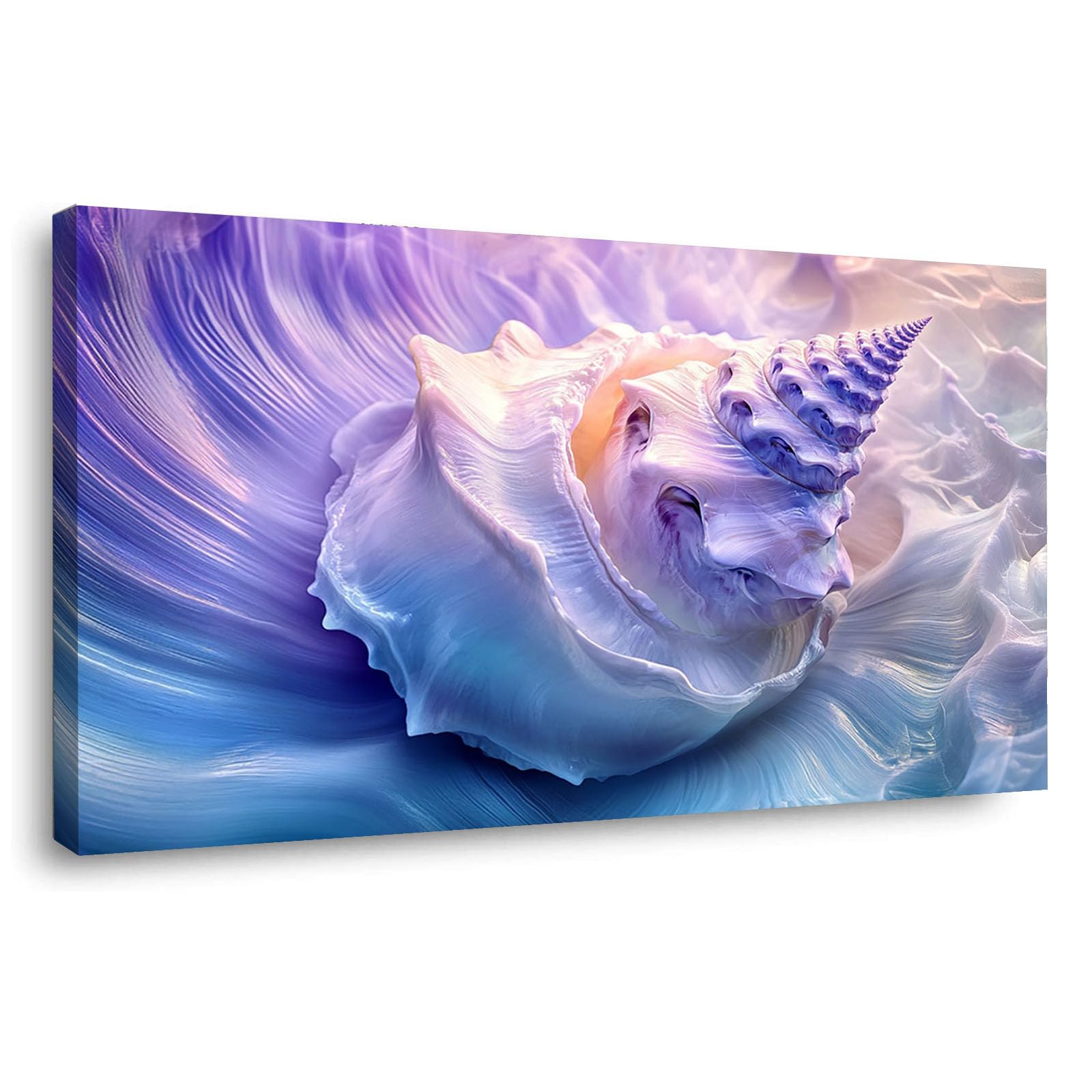 WIKEO Beach Pictures on Canvas Wall Art Abstract Shells Pictures Modern Prints Seaview Landscape Artwork - for Living Room Bedroom Home Office Wall Decoration(Purple 8)-30x60cm Framed