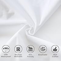 Vista 4 de Paquete de 4 protectores de almohada con cremallera, transpirables, silenciosos y duraderos, 100% impermeables, tamaño estándar, color blanco