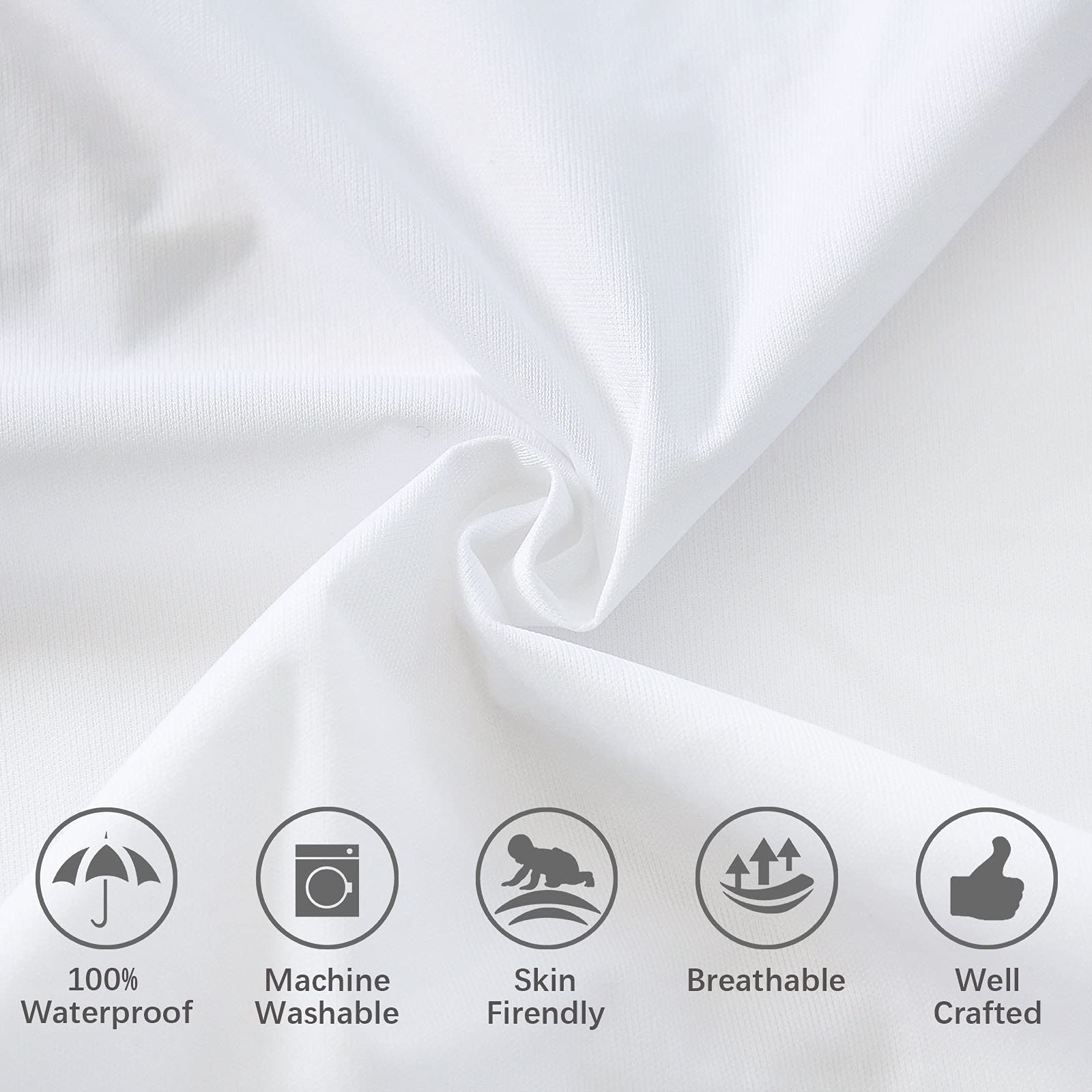 Protector de almohada impermeable con cremallera, paquete de 4 fundas protectoras de almohada para niños pequeños / viajes para almohadas de 13 x 18 y 14 x 19 pulgadas, fundas de almohada blancas,