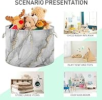 Vista 4 de senya Cesta de almacenamiento grande de mármol blanco con venas doradas para juguetes, ropa, caja de almacenamiento de ropa, bolsa organizadora
