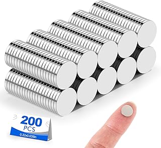 200 Pack Small Magnets, 8x1mm Refrigerator Magnets Rare Earth Magnets Neodymium Magnets for Crafts, Whiteboard, Kitchen Cabinet