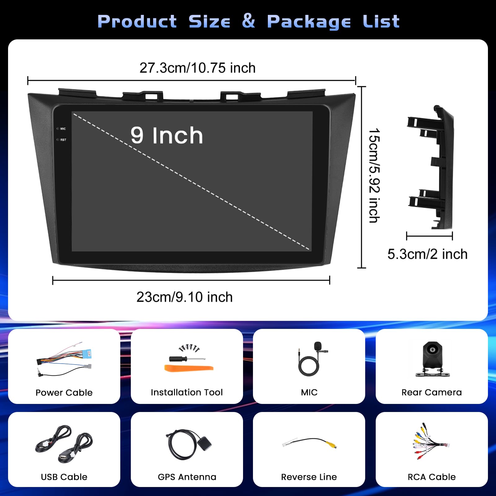 4+128G Android Autoradio pour Suzuki Ertiga 2012-2017 Suzuki Swift 2011-2017 sans Fil Carplay, 9 Pouces Incell écran Tactile pour Voiture avec Bluetooth 5.0/GPS/FM/RDS/EQ/Caméra de Recul
