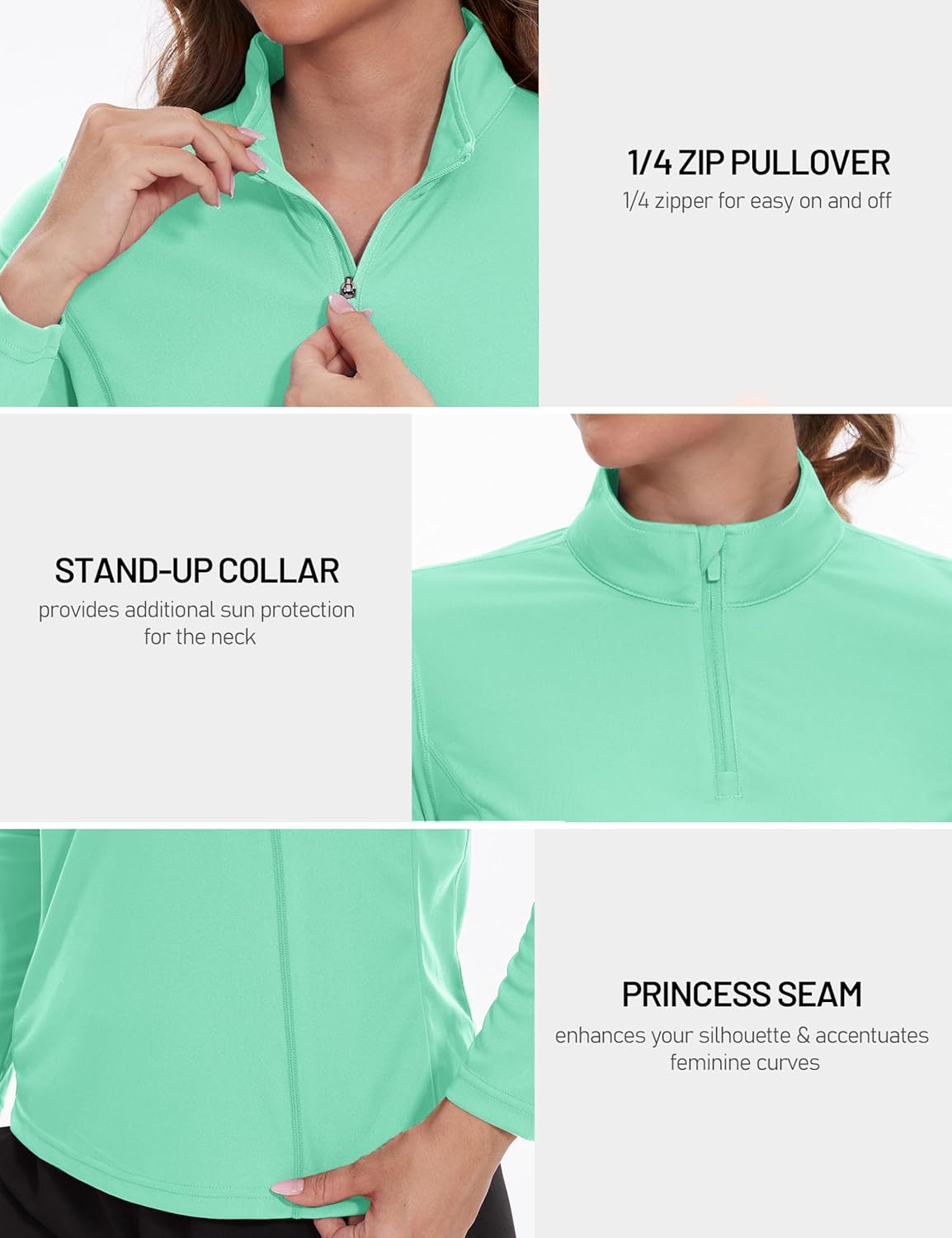 TACVASEN Women's Quarter Zip Pullover Golf Shirts UPF 50+ Long Sleeve Sun Shirts UV Protection Workout Tops - Image 5