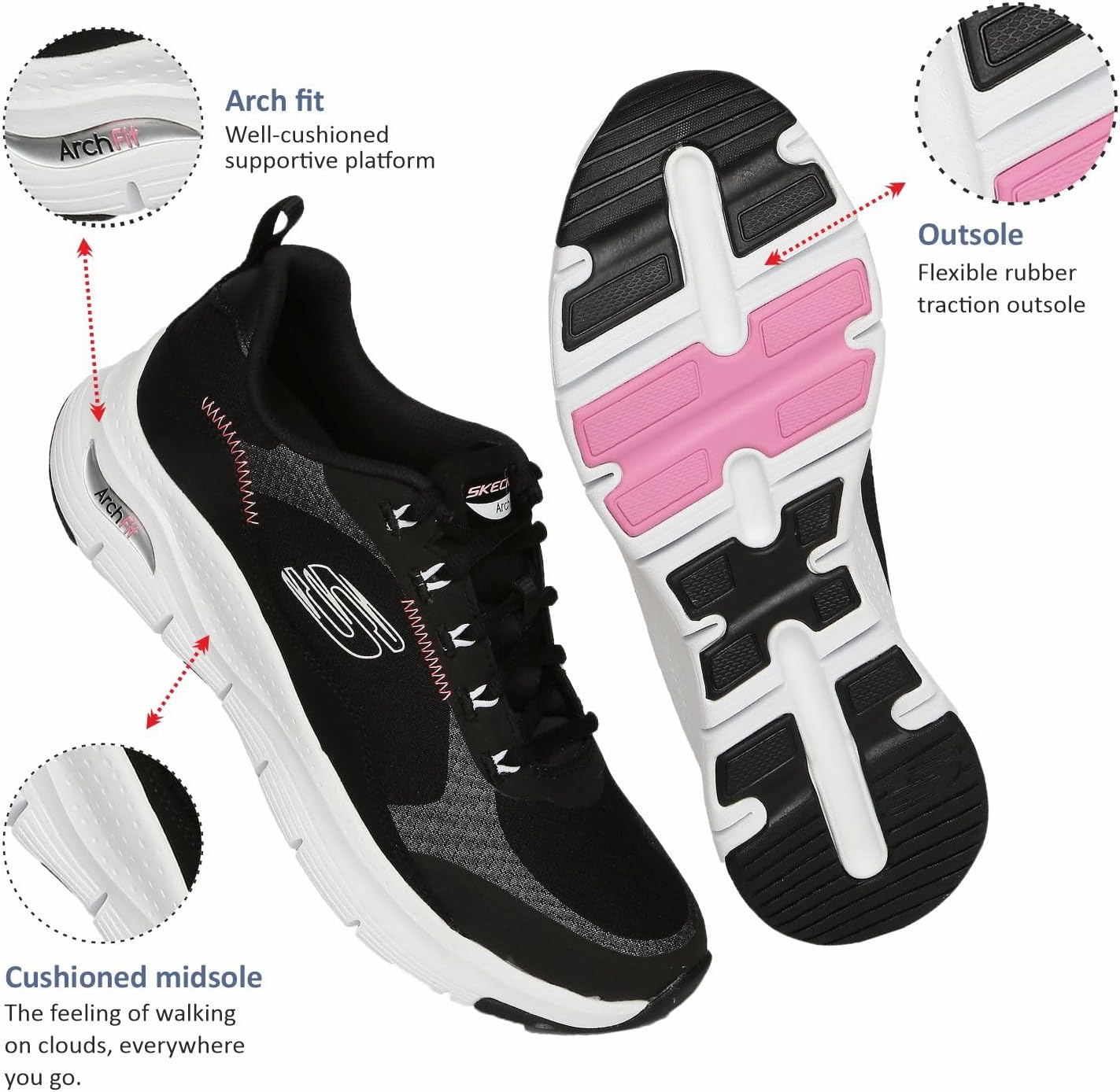 Skechers 149719 BKWP Sneakers Donna 36 : SKECHERS: Amazon.it: Moda