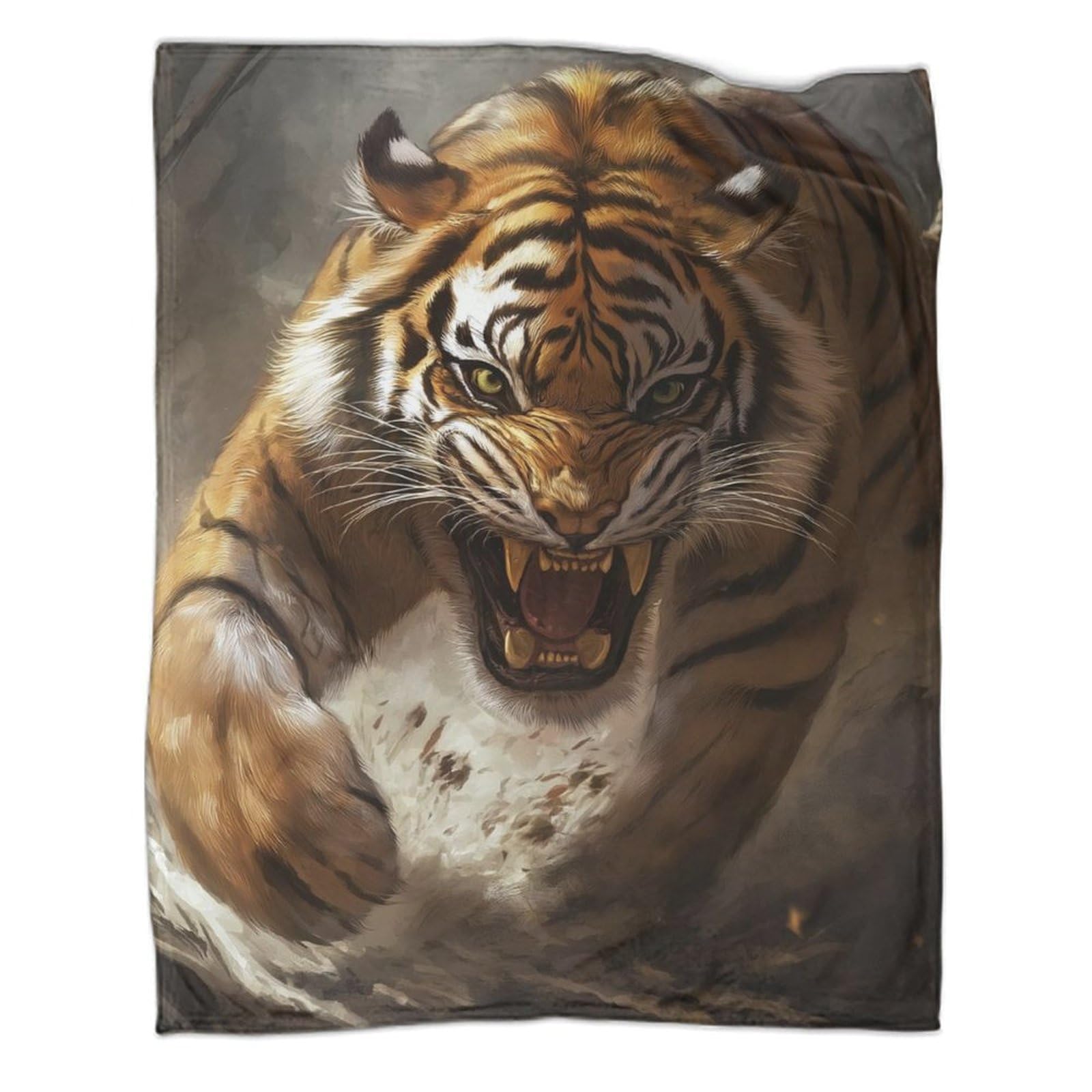 Plaid tigre en microfibre moelleuse et chaude, finition premium 100x130cm