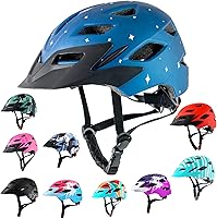 Vista 17 de Casco de bicicleta para niños y niñas, con luz LED, visera desmontable, para niños, jóvenes, adolescentes, multideporte, para patinaje, ciclismo