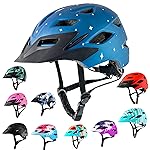 Kids Bike Helmet,Bavilk Kids Boys Girls Bike Helmets with LED Light Detachable Visor Children Youth Teen Multi-Sport for Skating Cycling Scooter Skateboard Adjustable & Lightweight 19.7-22.4