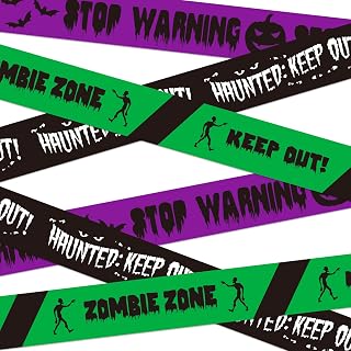 SWRT Halloween Decorations Caution Tape, 3 in x 90 ft Halloween Party Decorations Indoor Outdoor, Safety Barrier Tape for Door, Yard, Window, Haunted House, Zombie Bat Theme, 3 Pack
