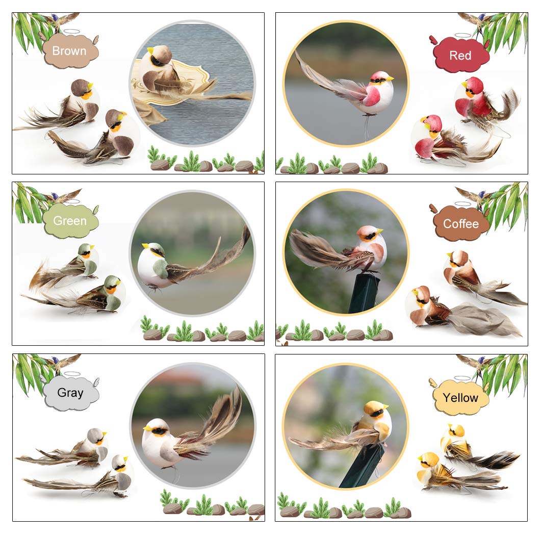 12 Uccelli Decorativi In Piuma Artificiale Per Giardino, Casa E Feste - Foto 11