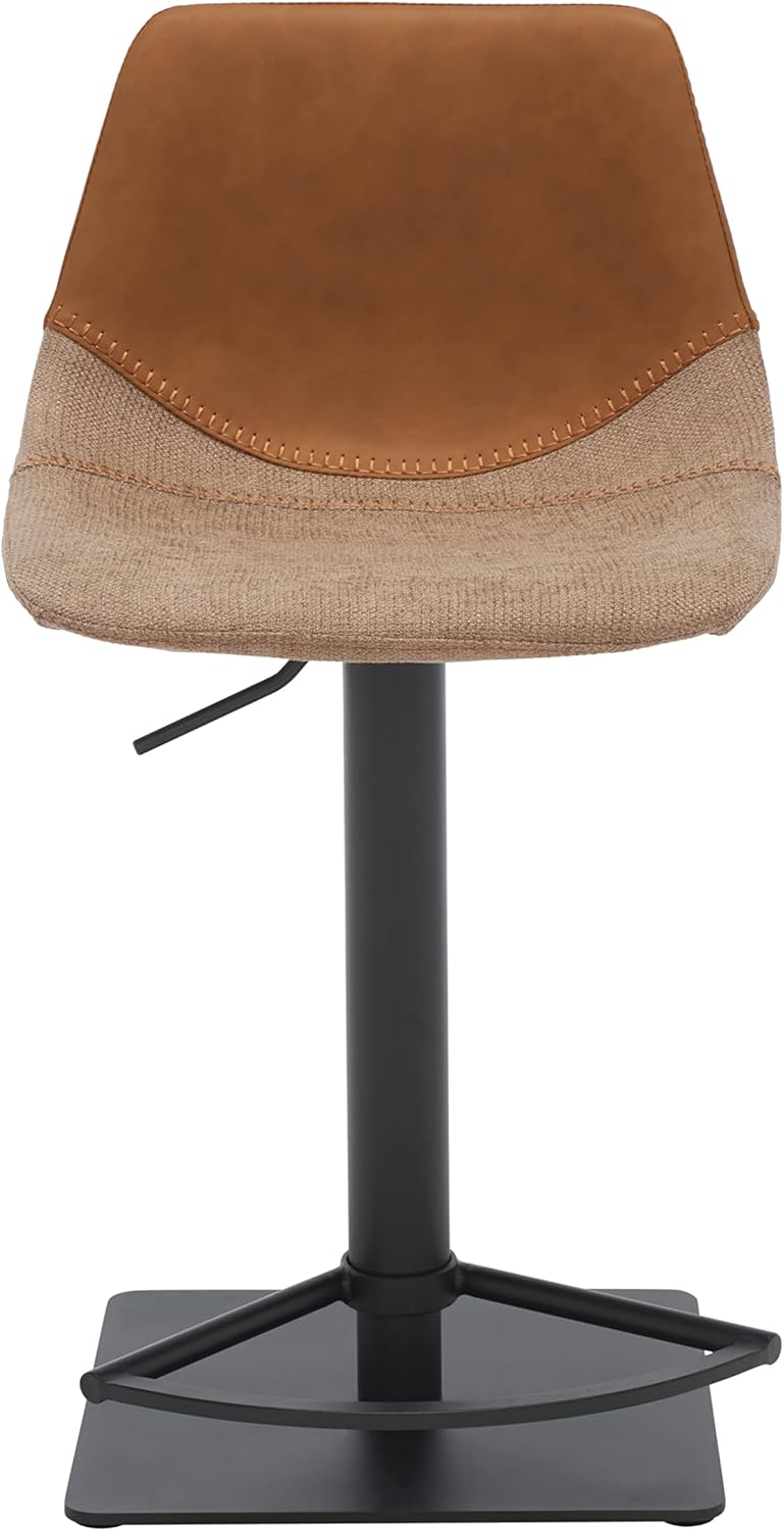 Safavieh Home Collection Rylen Cognac Brown/Black Gas Lift Adjustable Height Bar Stool