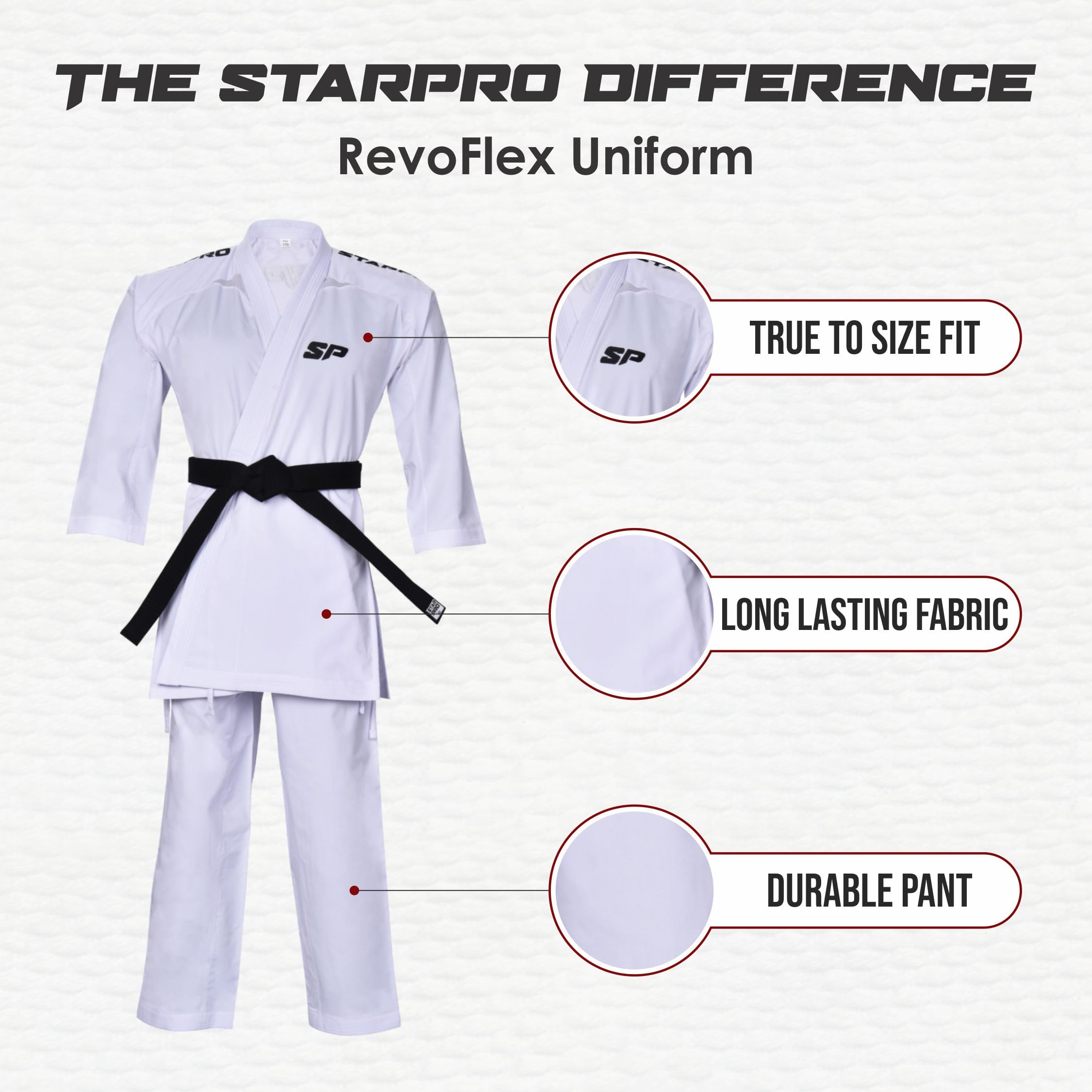 Starpro - Traje de artes marciales Revoflex Karate - Adecuado para, Karate GI, Judo, traje de Aikido, traje de Taekwondo, traje de Karate de algodón, traje de Ju Jutsu, IBJJF.