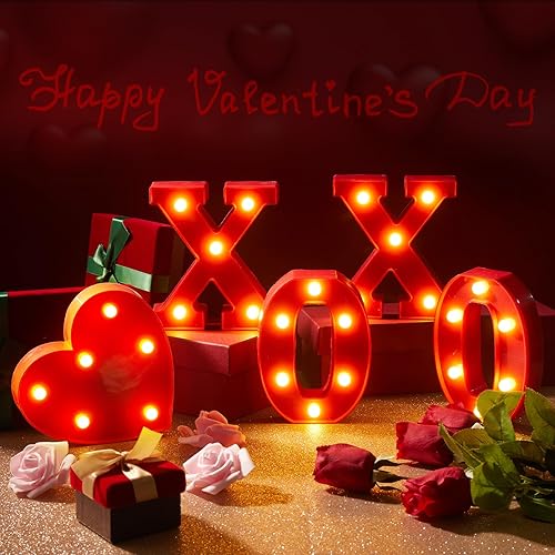 VIHOSE Letrero con luces LED para el día de San Valentín, decoración de mesa, letras iluminadas a pilas para el hogar, bares, fiestas, dormitorio,
