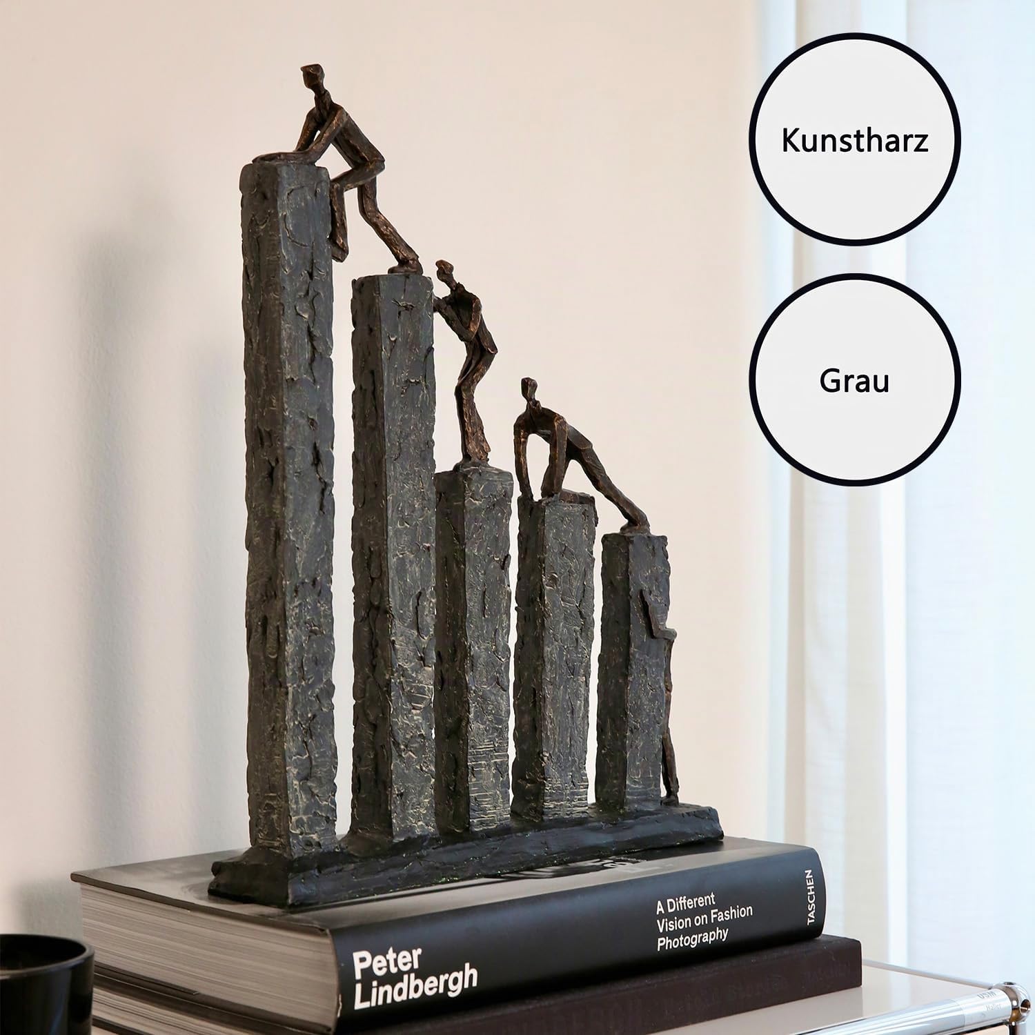 Casablanca Skulptur Raise, Deko Figur Bronze, Kunstharz Statue Wohnzimmer, Büro Dekoration H. 43 cm x B. 31 cm - Moderne Skulpturen, Klettern, Bergsteigen