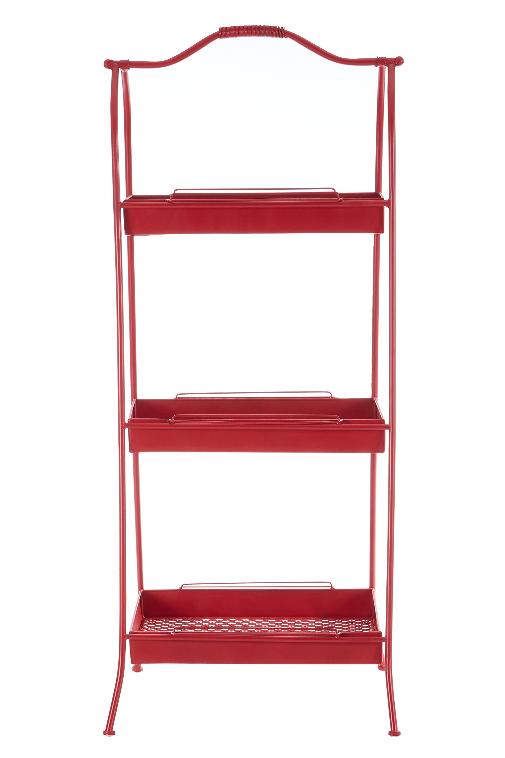 Premier Housewares Lexa Metal Storage Rack - Curved Design - Red - Assembled