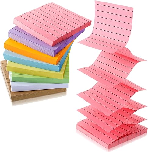 8 blocs de notas adhesivas emergentes con líneas de 3 x 3 pulgadas, 8 colores pastel, notas adhesivas forradas, notas adhesivas autoadhesivas para disponible en Yaxa Colombia