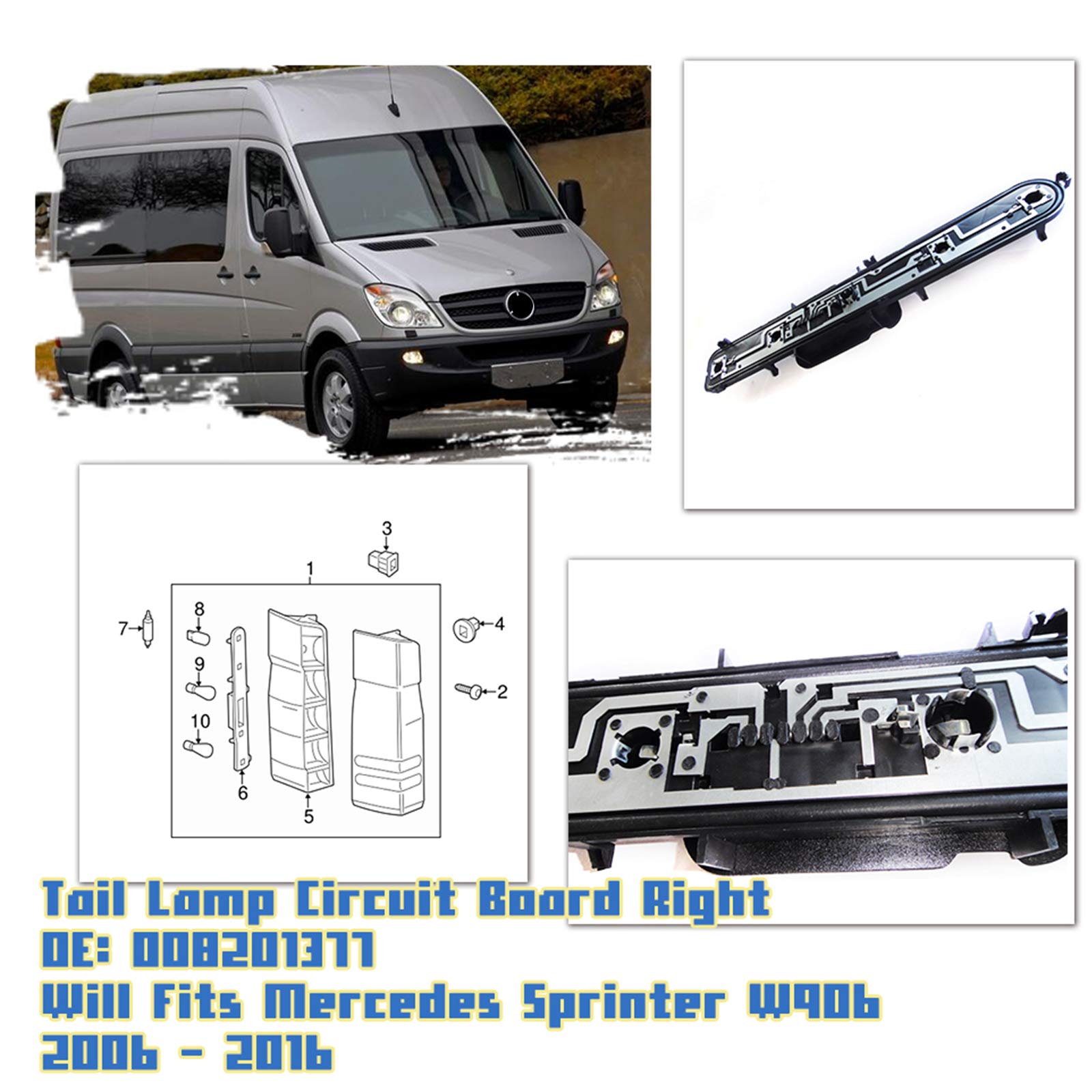 Tail Light Circuit Board Bulb Holder For Mercedes Sprinter 2007-2018 – Aftermarket Replacement