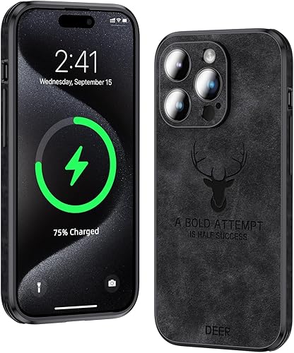 Funda magnética para iPhone 15 Pro Max de cuero con protección completa de la cámara compatible con Magsafe Funda de lujo para iPhone 15 Pro Max de