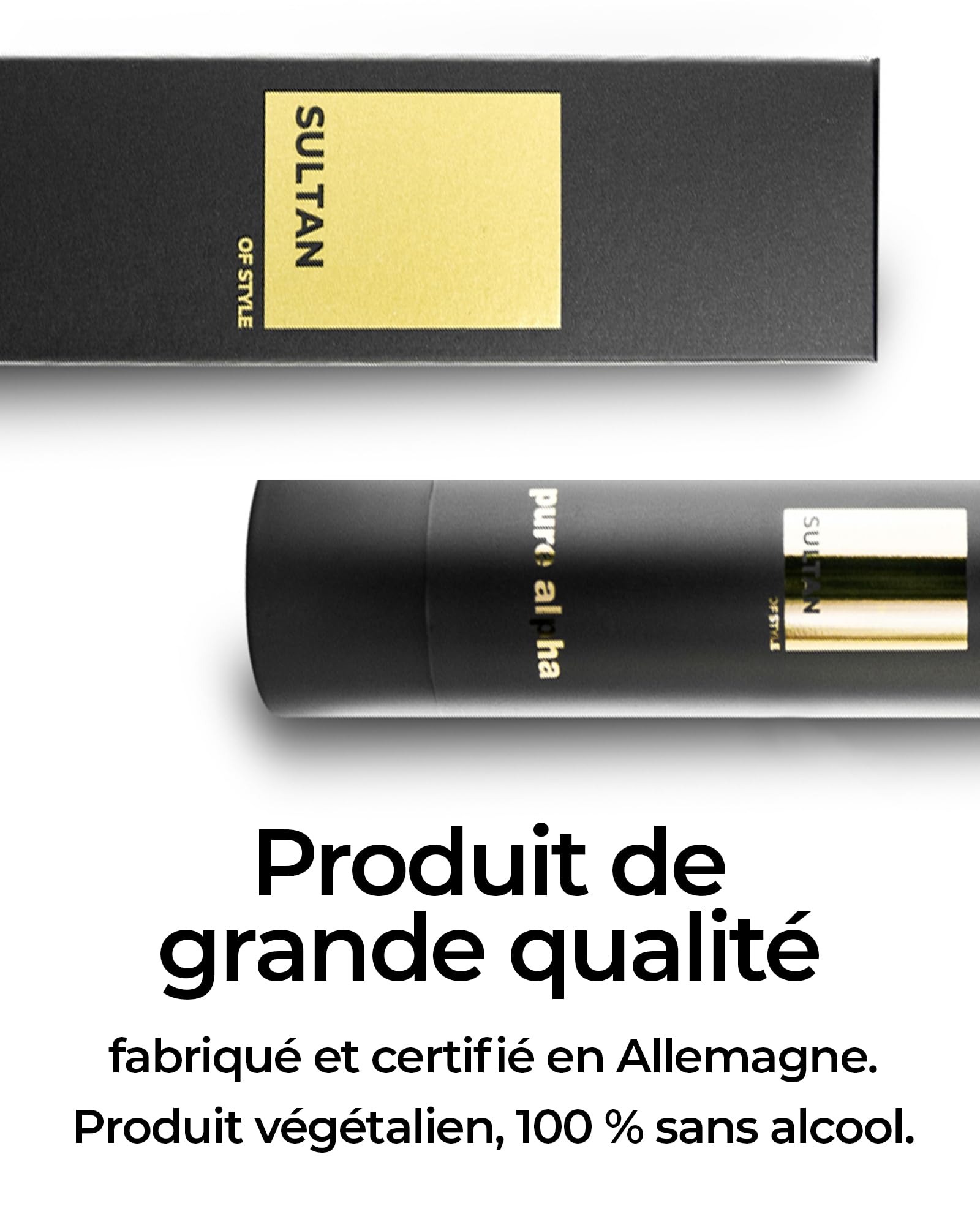 Sultan of Style Pure Alpha Huile Parfumée pour Hommes - Parfum frais et épicé - 100% sans alcool - Huiles essentielles nourrissantes - Cadeaux pour hommes