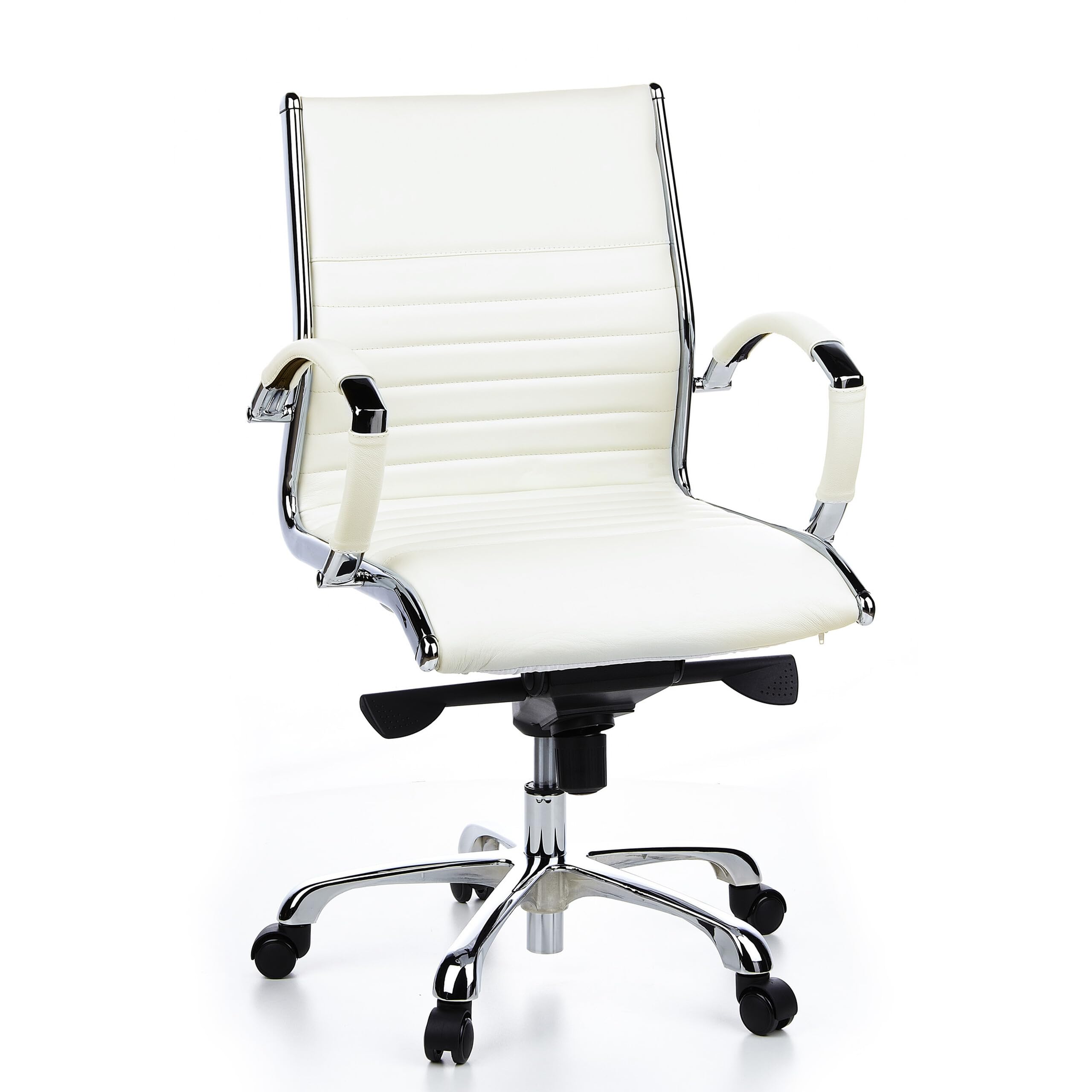 Fauteuil de bureau Parma 10 hjh OFFICE en cuir blanc et chrome