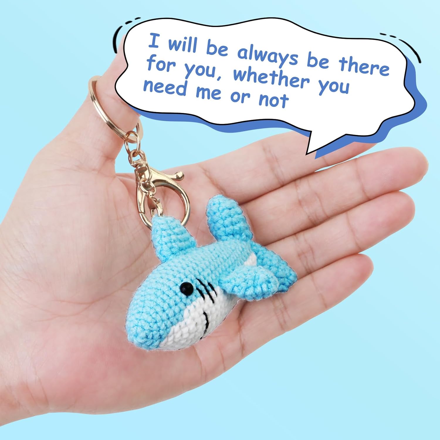 Handmade Crochet Shark Keychain – Yarn Knitted Marine Animal, Car Hanging Ornament & Bag Accessory - Image 2