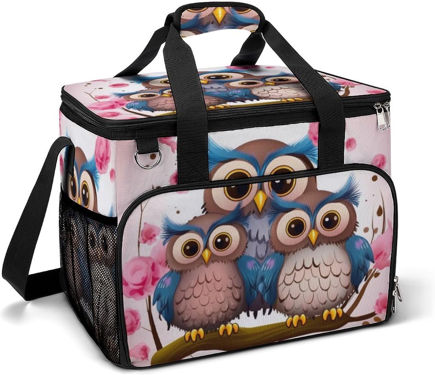 Insulated Picnic Backpack Tote Bag, Large Capacity 30L Cute Owls Cooler Bag Leakproof Beach Bags Portable Lunch Box Waterproof Picnic Basket for Beach Camping BBQ