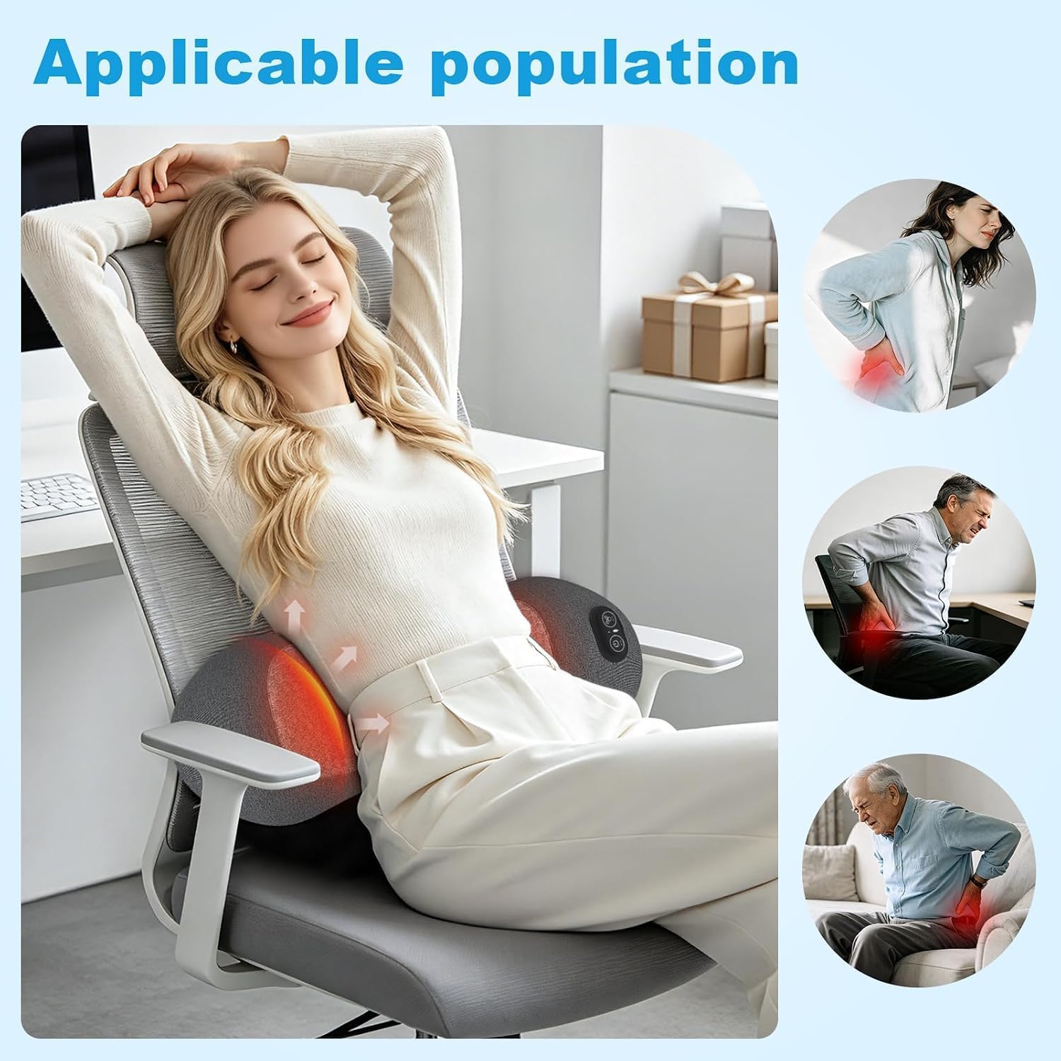3in1 Triple Fusion Back Massager - FSA Eligible HSA Lumbar Support Pillow with Electric Stretching, Vibration Heat,Back Massager for Lower Back Pain Relief and Spine Support,Sciatica Pain Relief