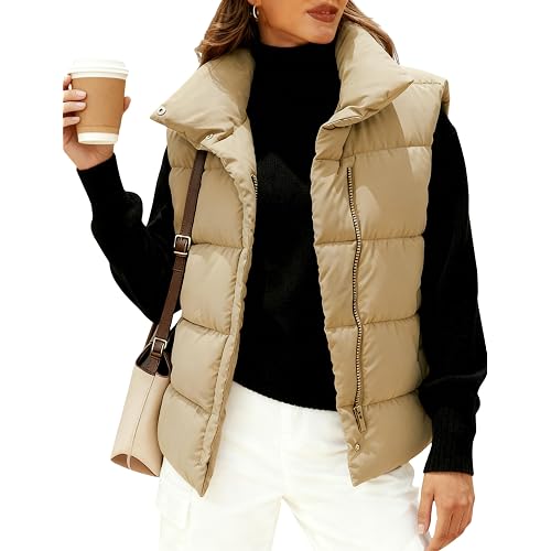 EsheSy Women's Puffer Vest Zip Up Sleeveless Lightweight Stand Collar Padded Gilet