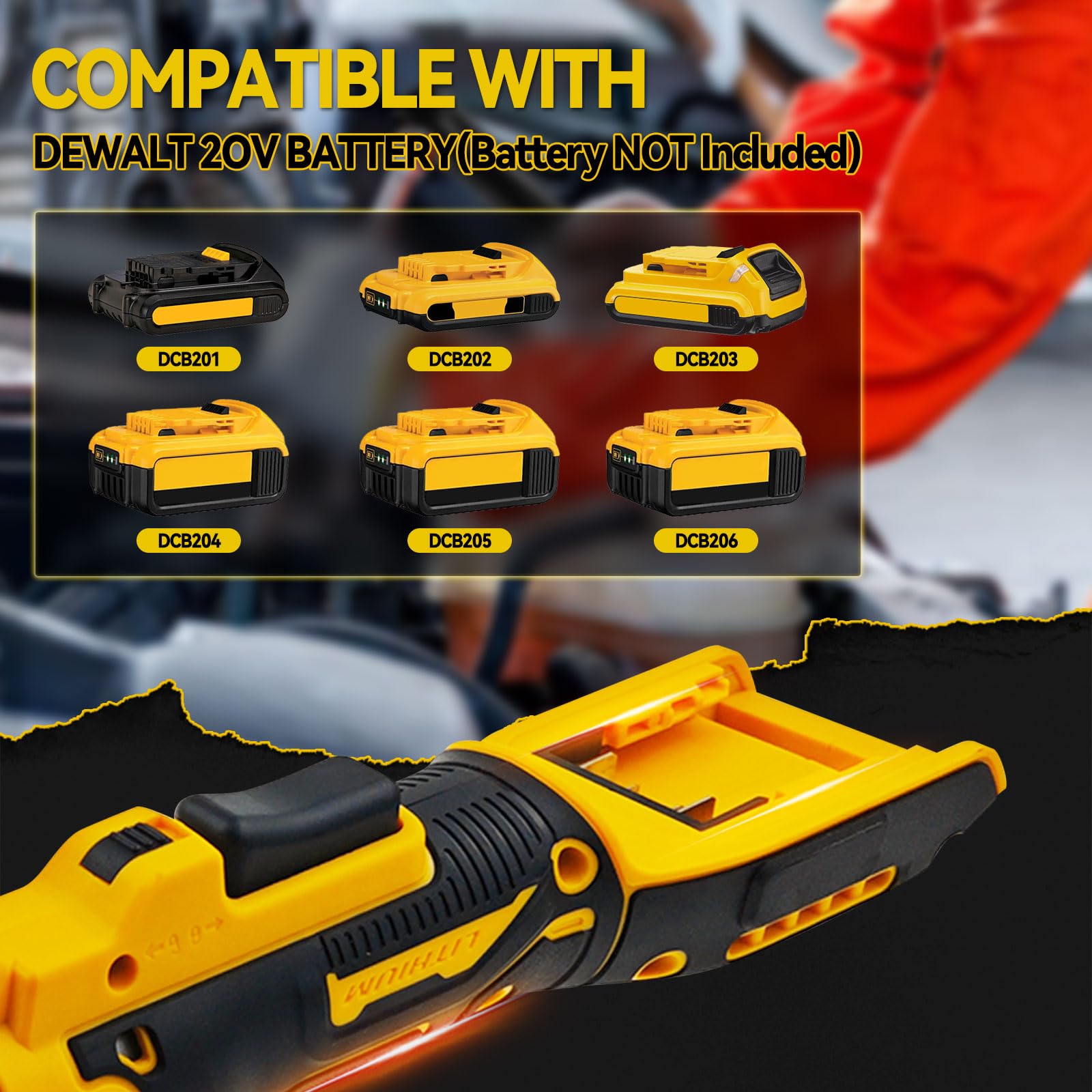 Przedłużony bezprzewodowy klucz grzechotkowy 3/20.3 cm do akumulatorów Dewalt 18 V 20 V, (15.2 cm) 16 cm rozszerzona głowica, 80 Nm, 320 obr./min zestaw kluczy z grzechotką z wbudowanym światłem LED i