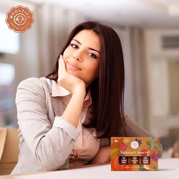Woolzies Harvest Party Autumn Essential Oil Set of 3 Includes Spiced Cider, Pumpkin Pie, Honey Apple, Essentail Oil Blend