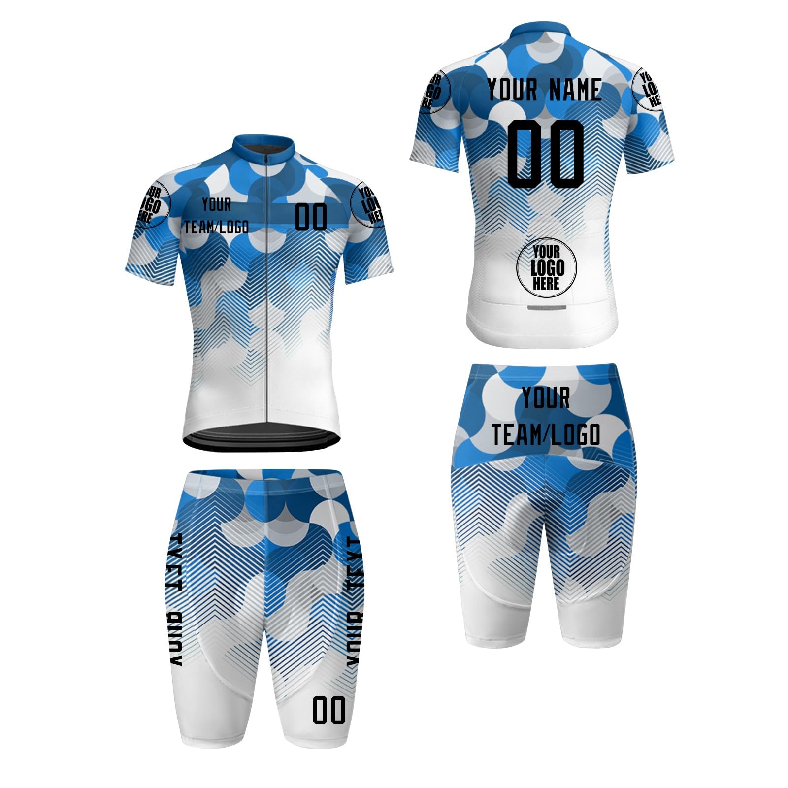 Maillot de Ciclismo Personalizado con Nombre de Equipo, Texto, Logotipo, Ropa de Ciclismo, Traje de Ciclismo de Manga Corta, Maillot de Ciclismo y Pantalones Cortos, 2 Conjuntos
