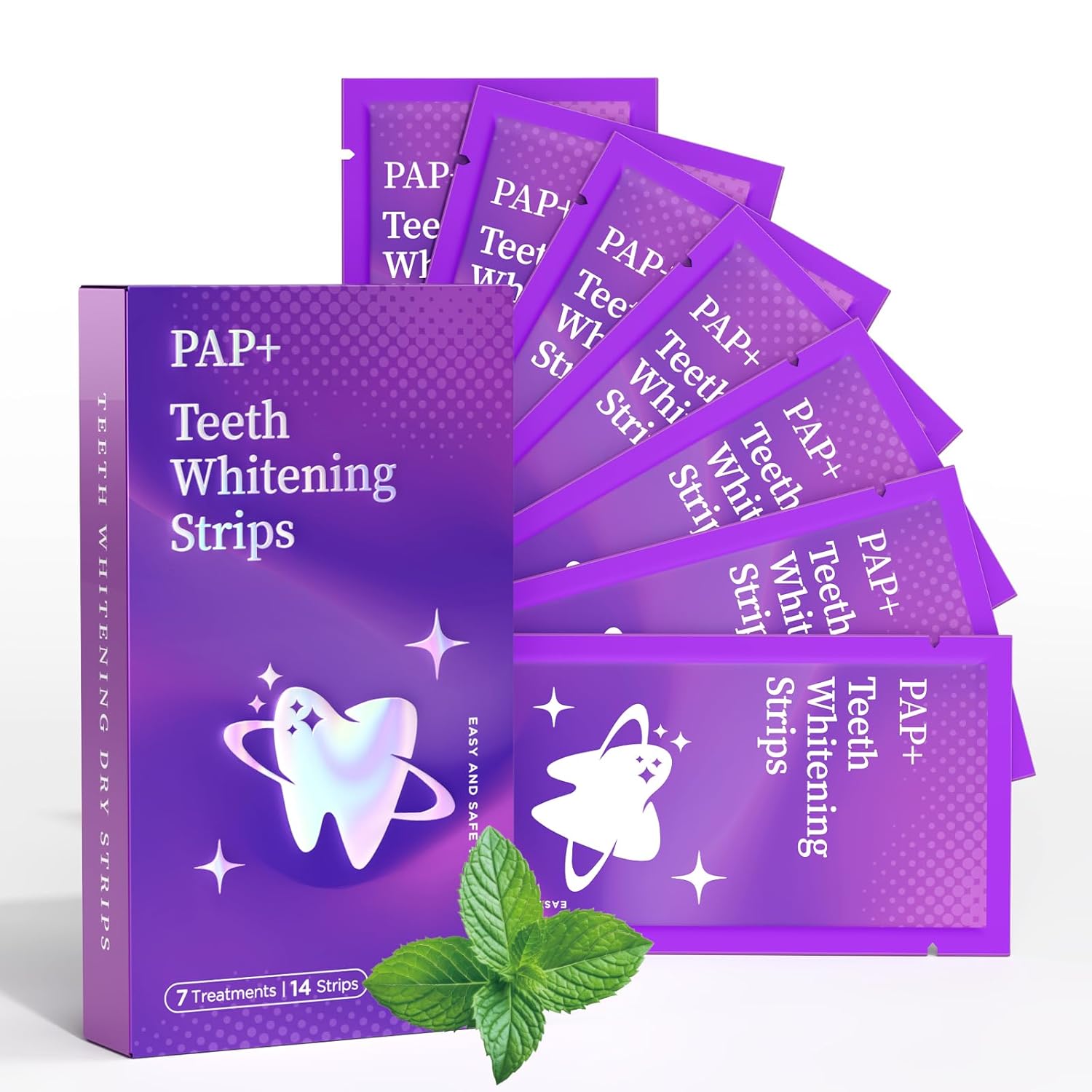 Pap Teeth Whitening Strips 7 Treatments Whitening Kit with Mint Flavor Enamel Safe Gentle for Sensitive Teeth Whiten