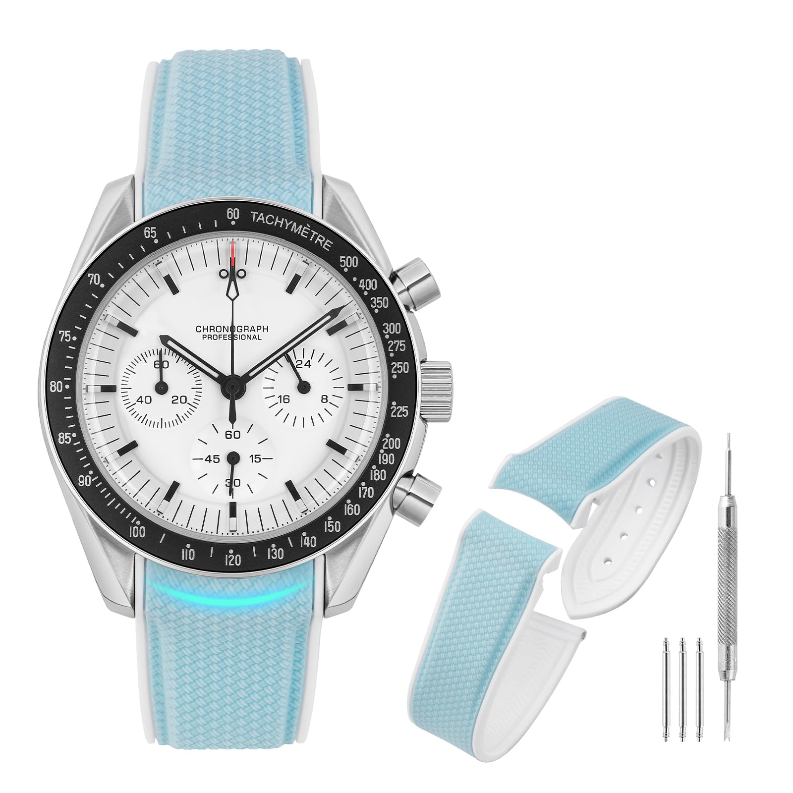 Bracelet Moonswatch étanche en caoutchouc courbe à boucle déployante - 8