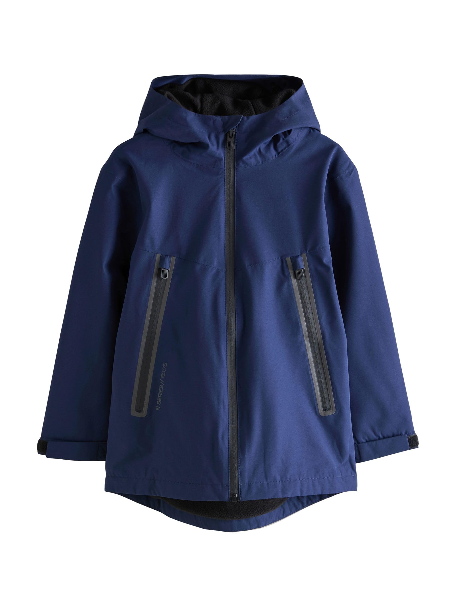 NEXT Ragazzo Giacca impermeabile con cappuccio e fodera in pile | Bambino, Standard, Zipper, Lavabile in lavatrice